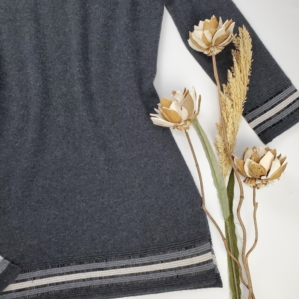 Neiman Marcus Cashmere Gray Beaded Cashmere Sweater Dress S - Picture 3 of 15